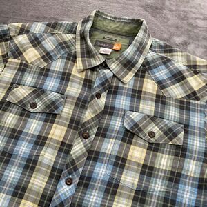 Quiksilver Men's Blue Yellow Plaid Western Button-Down Shirt Medium Regular Fit